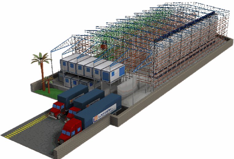 Diseño integral de almacén LOGICORP — vista isométrica del proyecto