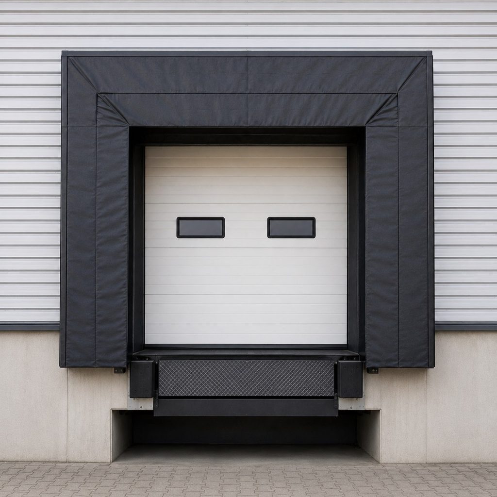 Sponge Dock Shelter — abrigo de andén con sello de espuma, vista frontal - Logicorp